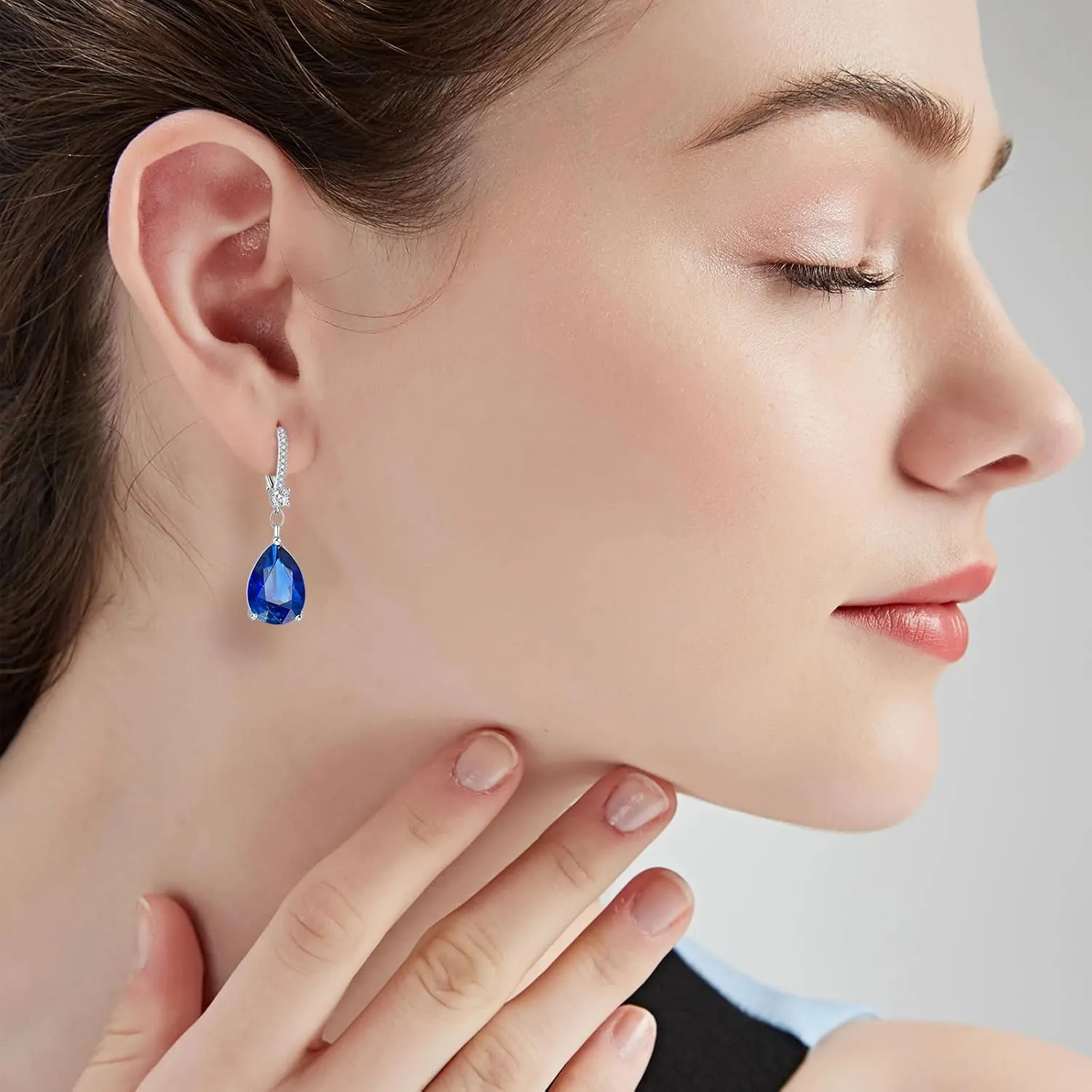 S925 Sterling Silver Teardrop Leverback Dangle Earrings for Women Hypoallergenic, 1014mm Pear Cubic Zircon Drop Earrings Trendy Jewelry for Sensitive Ears