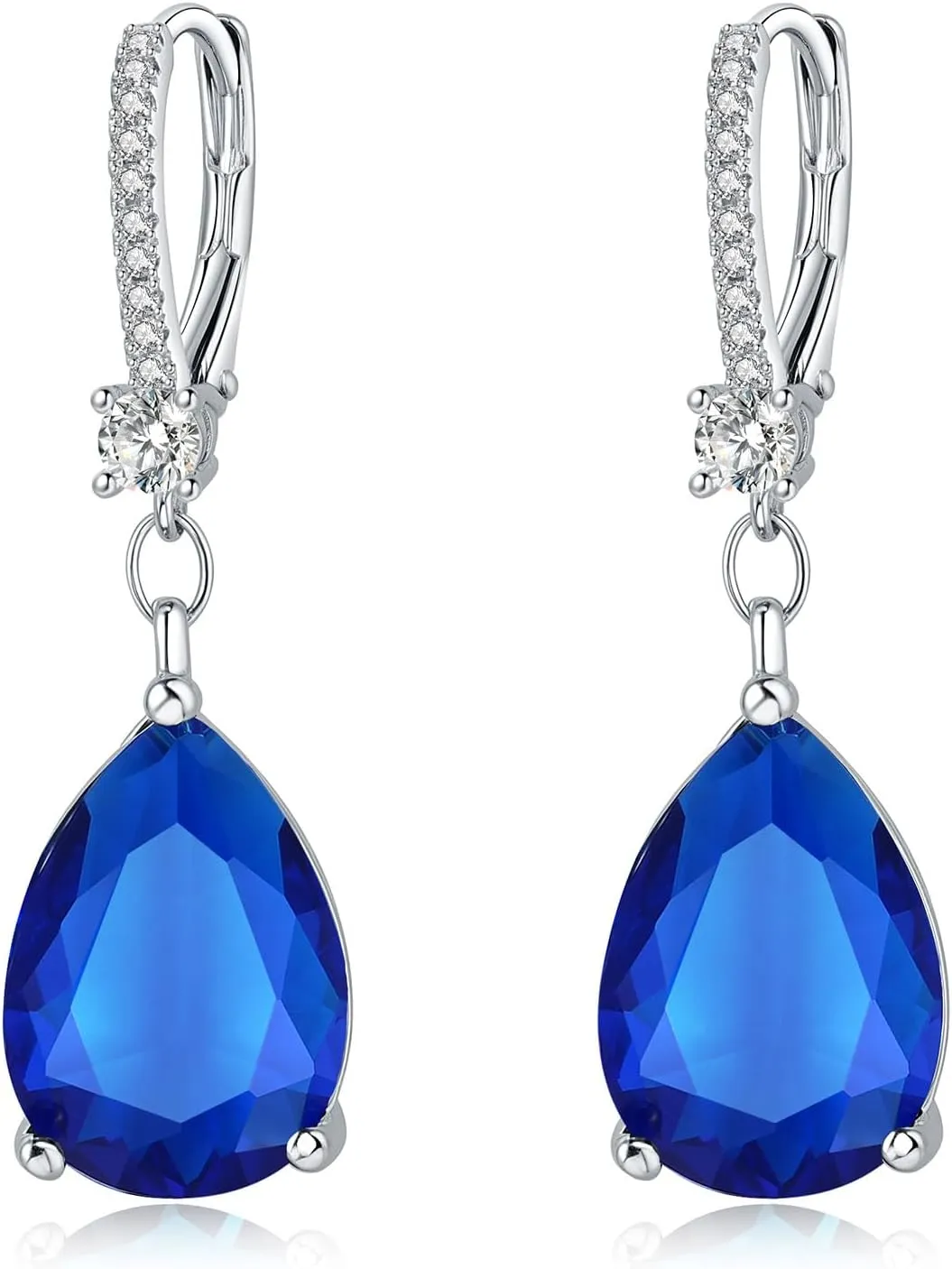 S925 Sterling Silver Teardrop Leverback Dangle Earrings for Women Hypoallergenic, 1014mm Pear Cubic Zircon Drop Earrings Trendy Jewelry for Sensitive Ears