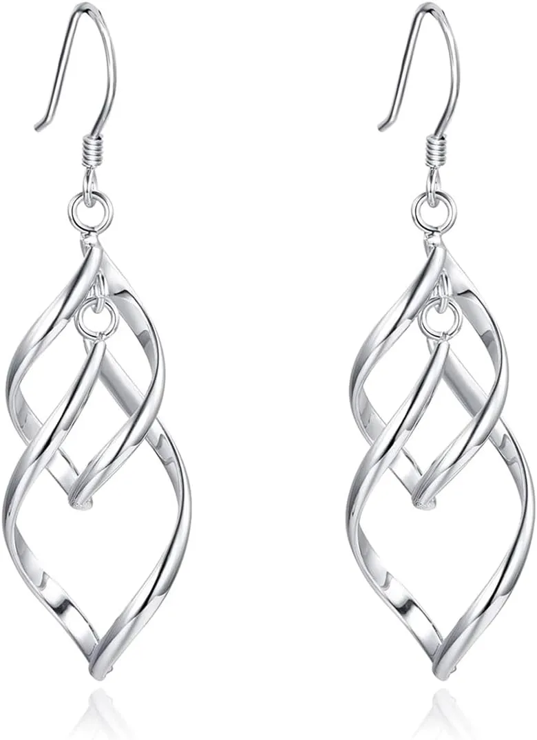 Silver Dangle Drop Earrings, Hypoallergenic Lightweight Statement Dangling Earrings for Women