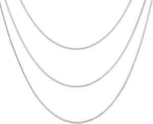 Silver Layered Necklaces for Women,925 Sterling Silver Plated Chain Choker Necklace Stack, Herringbone Paperclip Silver Necklace Set