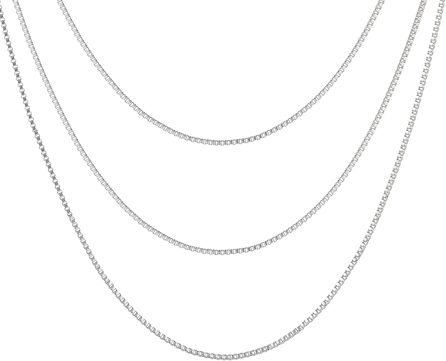 Silver Layered Necklaces for Women,925 Sterling Silver Plated Chain Choker Necklace Stack, Herringbone Paperclip Silver Necklace Set
