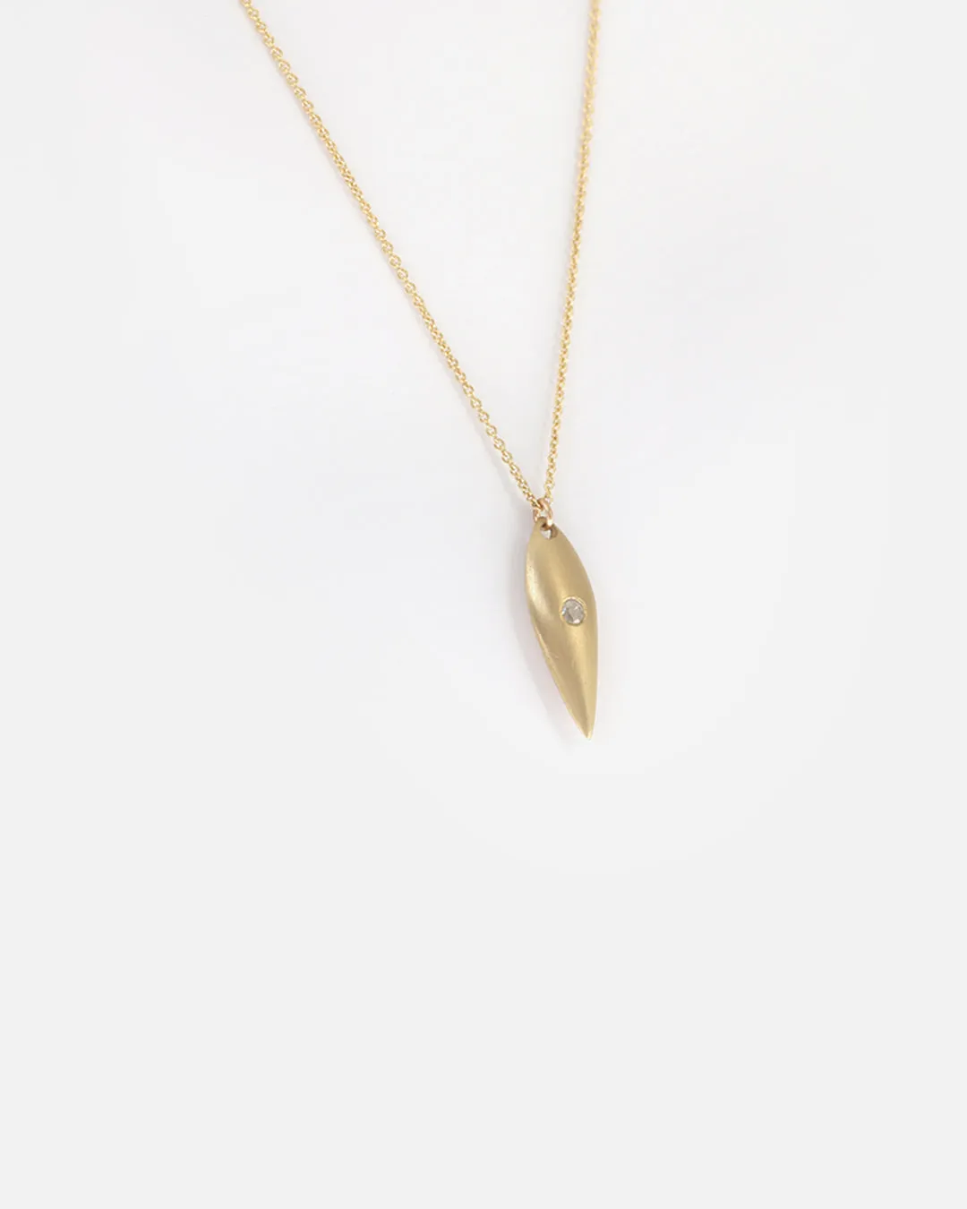 Small Leaf / One Diamond Pendant