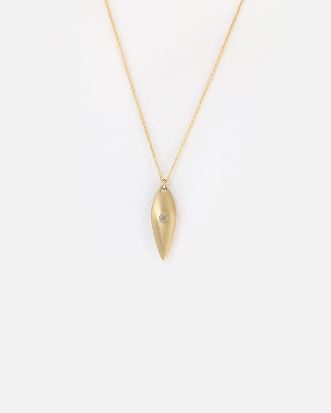 Small Leaf / One Diamond Pendant