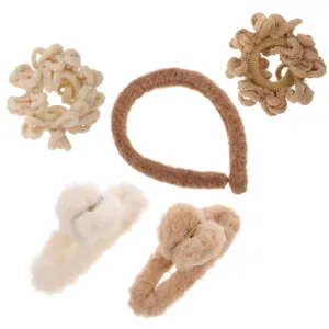 Soft Plush Hair Tie Clip Headband Hairband Set for Women Girls Kids Hair Accessories