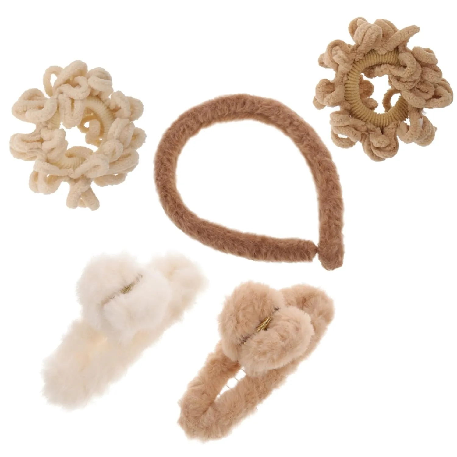 Soft Plush Hair Tie Clip Headband Hairband Set for Women Girls Kids Hair Accessories