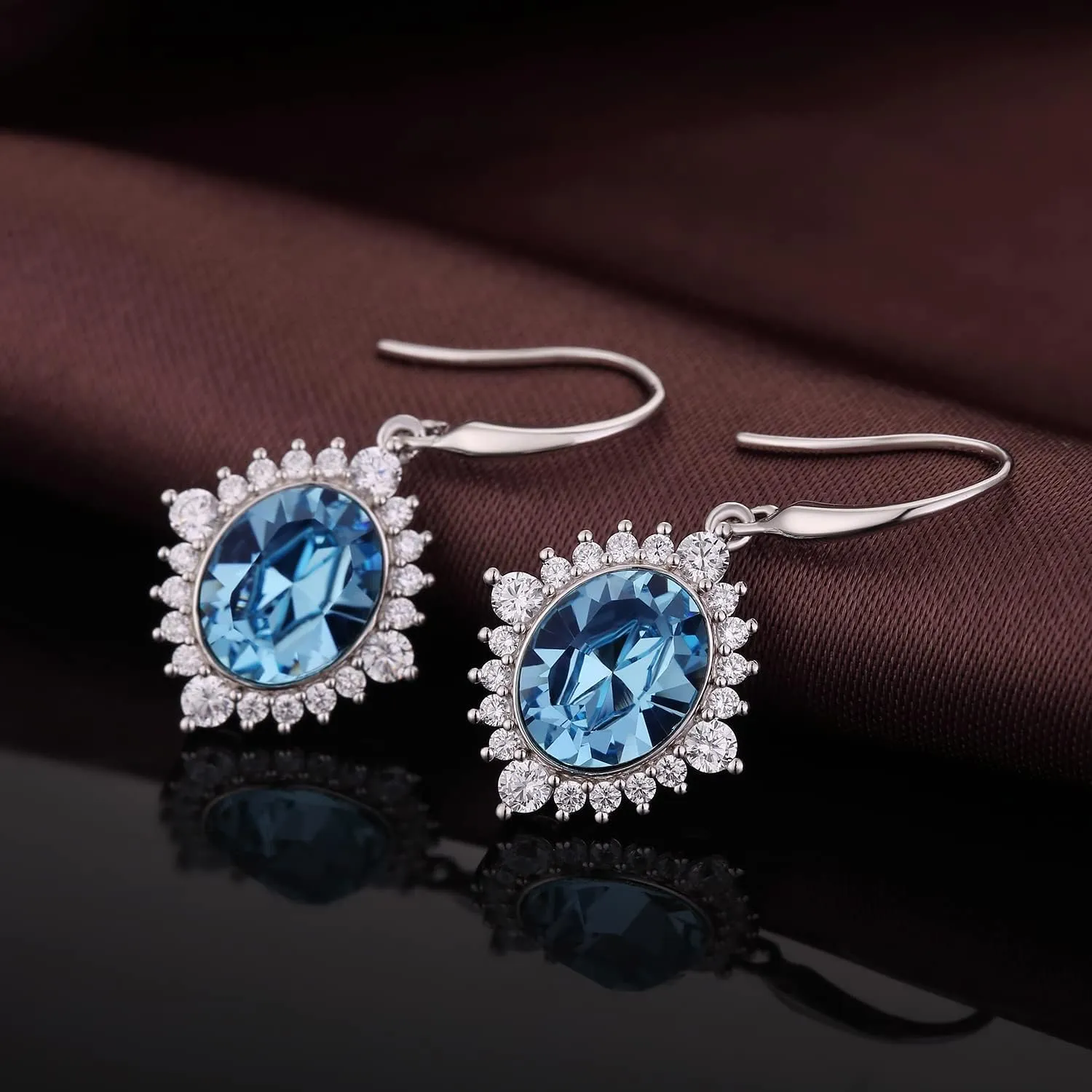 Sparkling Austrian Crystal Teardrop Dangle Earrings for Women 925 Sterling Silver Hypoallergenic Crystal Fine Jewelry Gift for Women/Wife/Mother