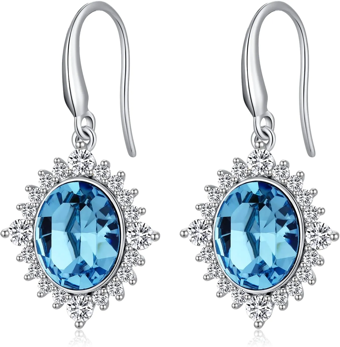 Sparkling Austrian Crystal Teardrop Dangle Earrings for Women 925 Sterling Silver Hypoallergenic Crystal Fine Jewelry Gift for Women/Wife/Mother
