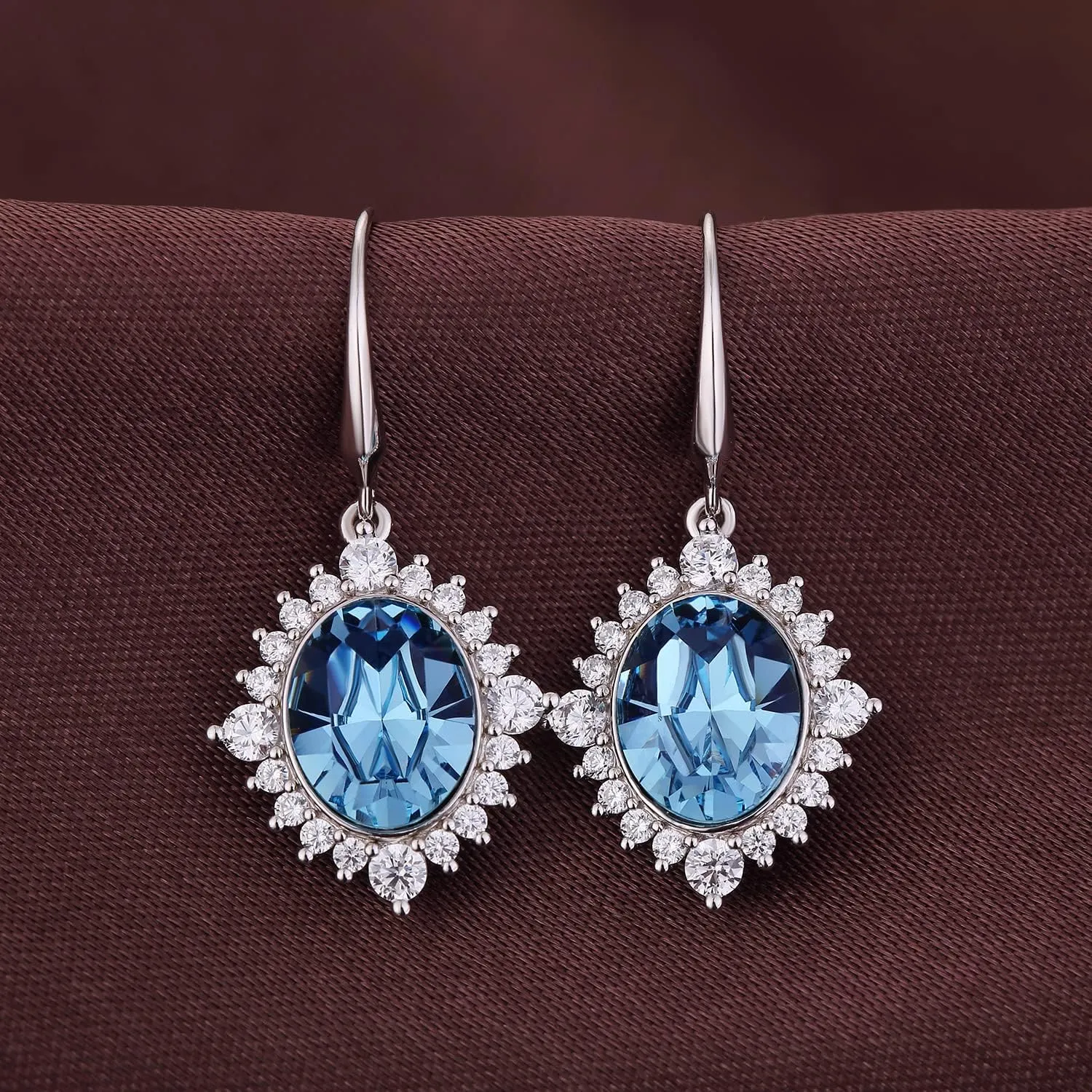 Sparkling Austrian Crystal Teardrop Dangle Earrings for Women 925 Sterling Silver Hypoallergenic Crystal Fine Jewelry Gift for Women/Wife/Mother