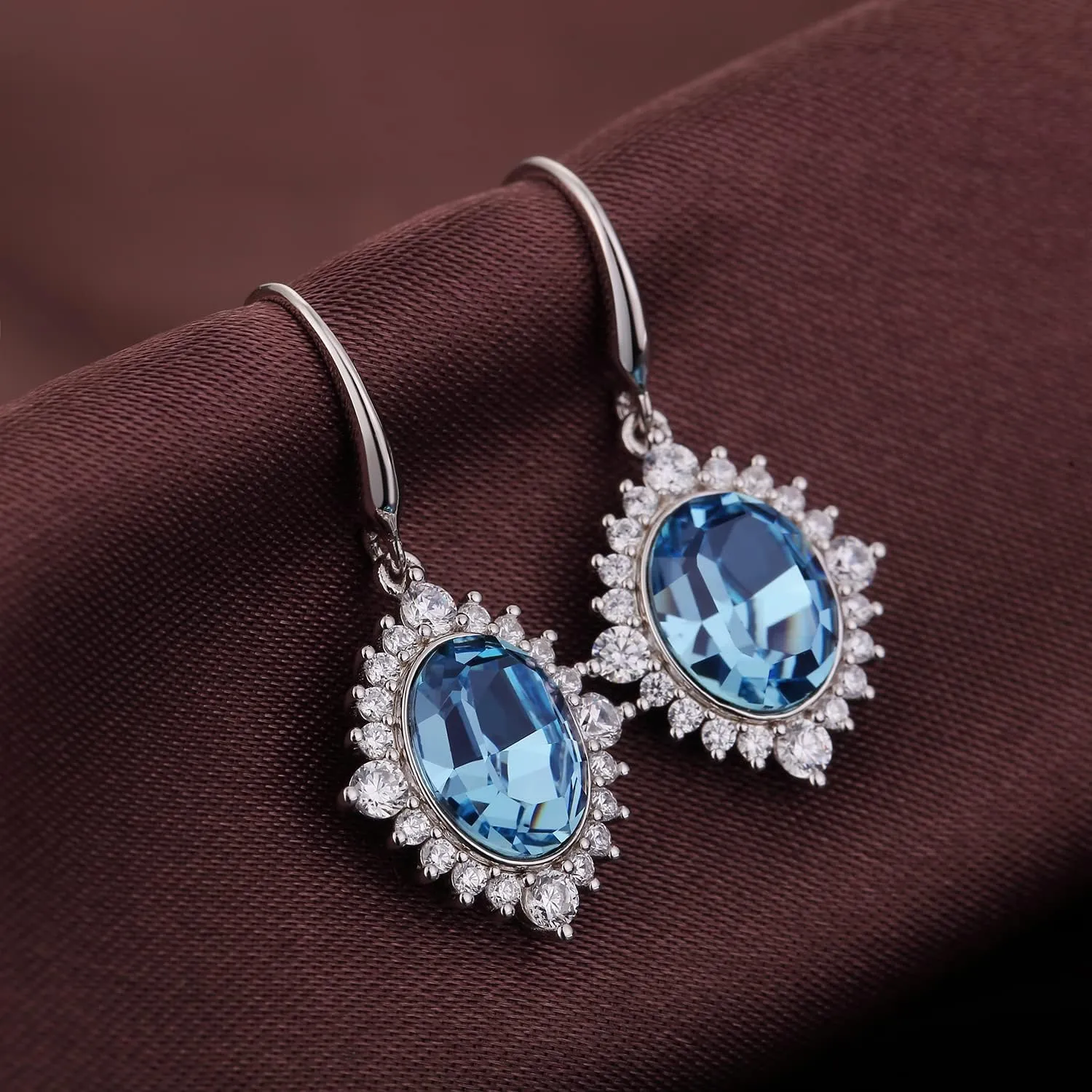 Sparkling Austrian Crystal Teardrop Dangle Earrings for Women 925 Sterling Silver Hypoallergenic Crystal Fine Jewelry Gift for Women/Wife/Mother