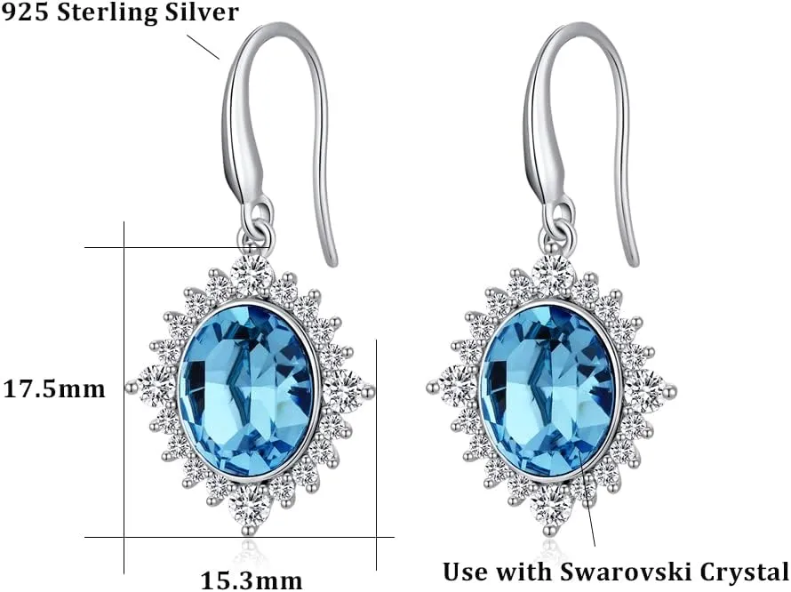 Sparkling Austrian Crystal Teardrop Dangle Earrings for Women 925 Sterling Silver Hypoallergenic Crystal Fine Jewelry Gift for Women/Wife/Mother
