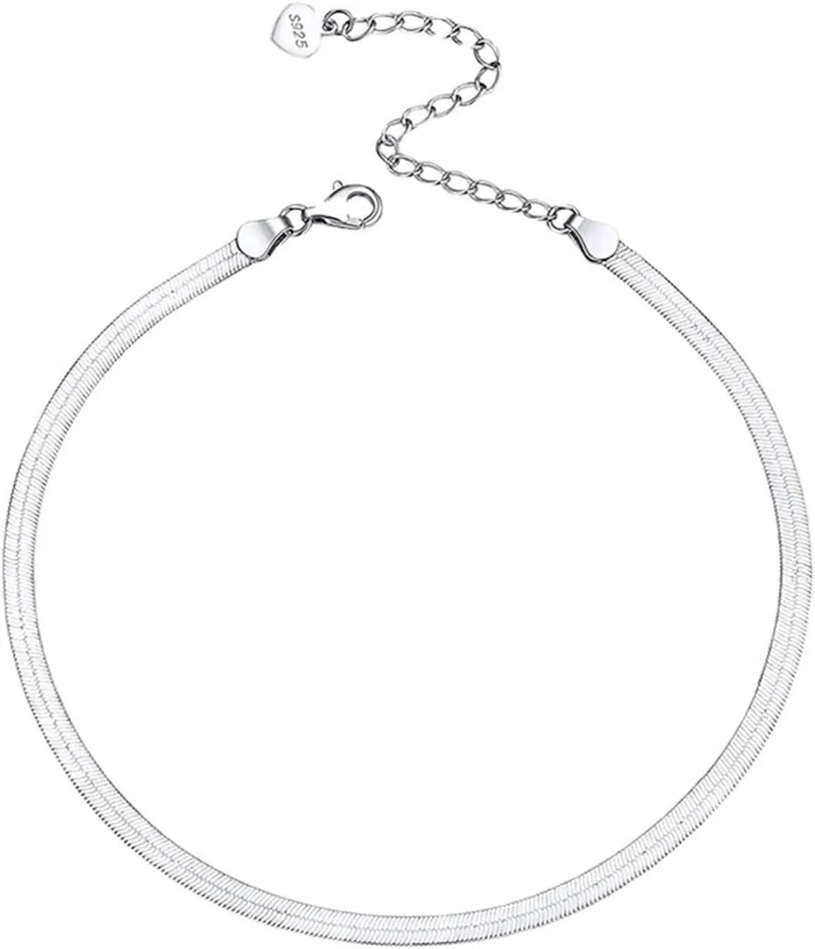 Sterling Silver Ankle Bracelets for Women 10 Inch, Summer Anklets Snake Chain Silver Foot Jewelry Beach 26cm