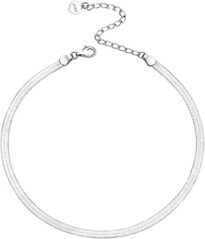 Sterling Silver Ankle Bracelets for Women 10 Inch, Summer Anklets Snake Chain Silver Foot Jewelry Beach 26cm