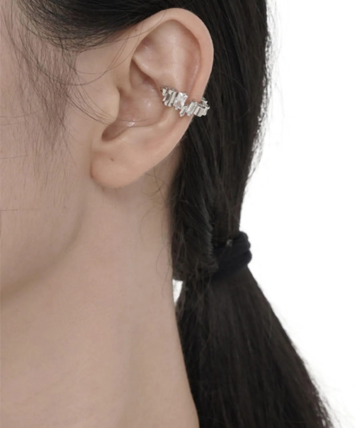 Sterling Silver Ear Cuff, Ear Cuff Non Piercing, Fashion Unique Irregular Ear Cartilage Cuff, Fake Earrings for Women