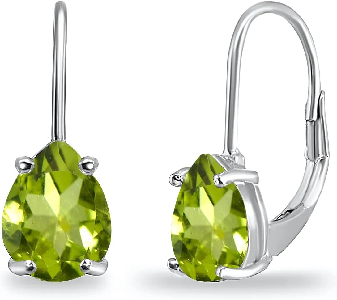 Sterling Silver Earrings for Women, Birthstone Earrings, Genuine-Synthetic Gemstone Earrings, Teardrop Earrings, Leverback Earrings, Huggie Earrings for Women, Dangle Earrings, Drop Earrings for Women