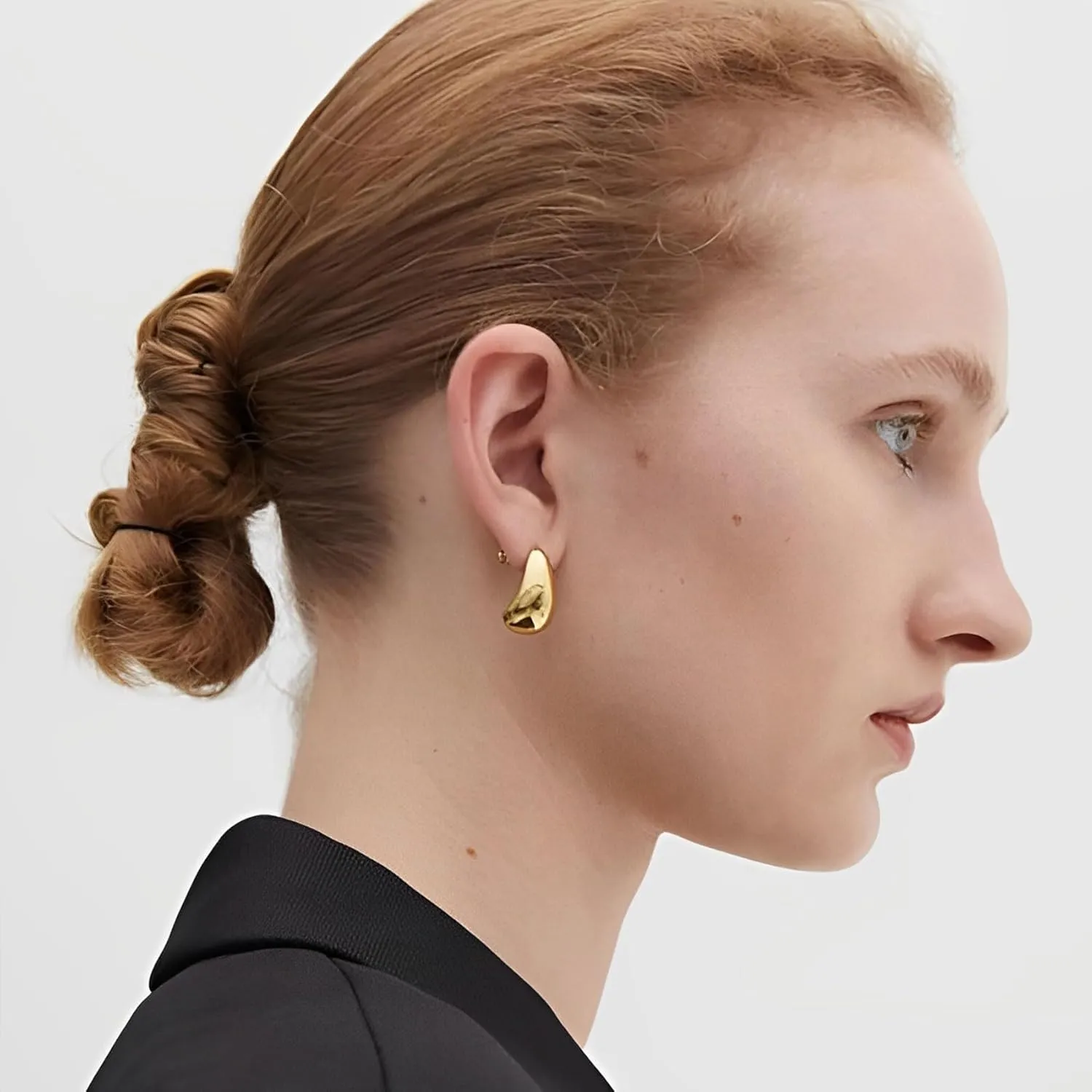Sterling Silver Post Gold Teardrop Earrings for Women Lightweight Chunky Gold Hoops Hypoallergenic Gold Plated Waterdrop Earrings Trendy Hollow Open Hoops Large Tear Drop Earrings Jewelry