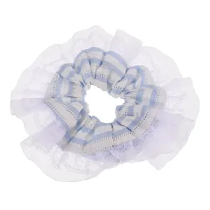 Striped Lace Hair Scrunchies for Women Elegant Korean Style Hair Accessories Cute Fashion Ties for Girls