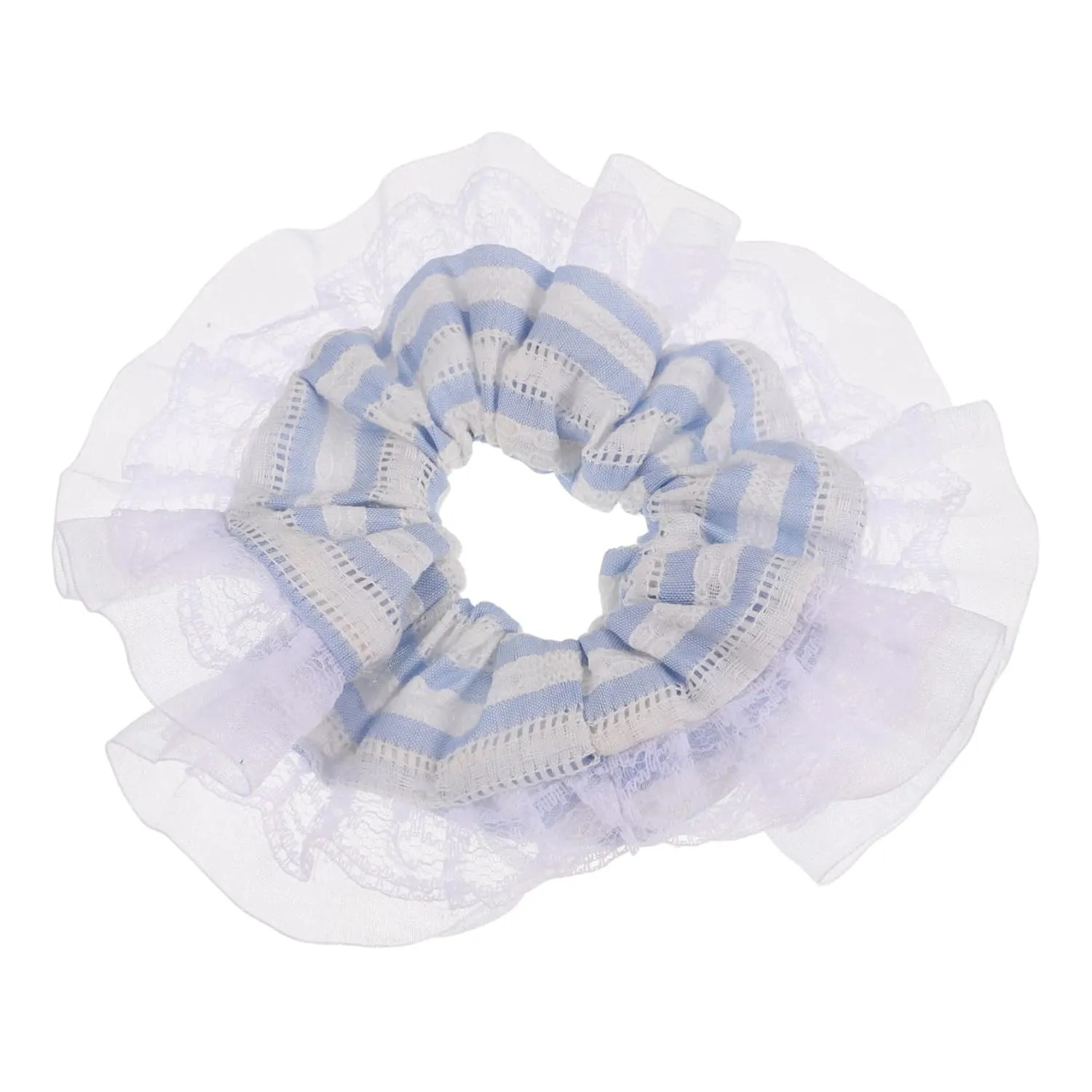 Striped Lace Hair Scrunchies for Women Elegant Korean Style Hair Accessories Cute Fashion Ties for Girls