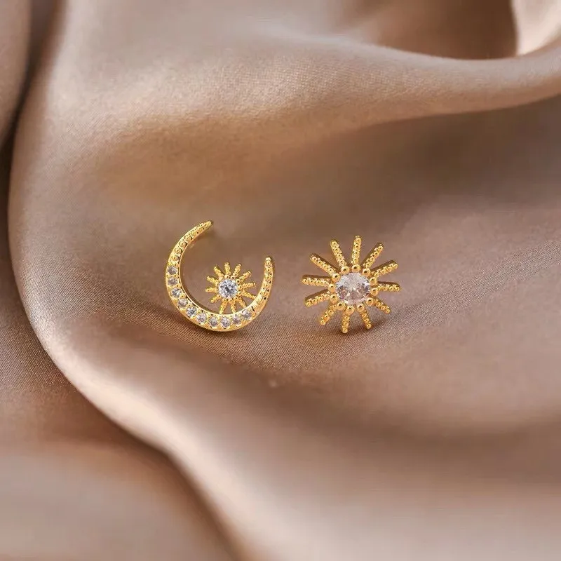 Sun Moon Star Earrings 925 Sterling Silver