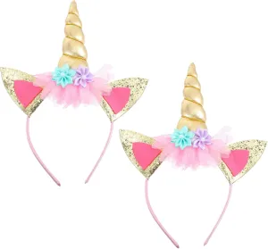 Totority Unicorn Decor Headband Set 2pcs Boys and Girls Unicorn Hairband for Party and Banquet