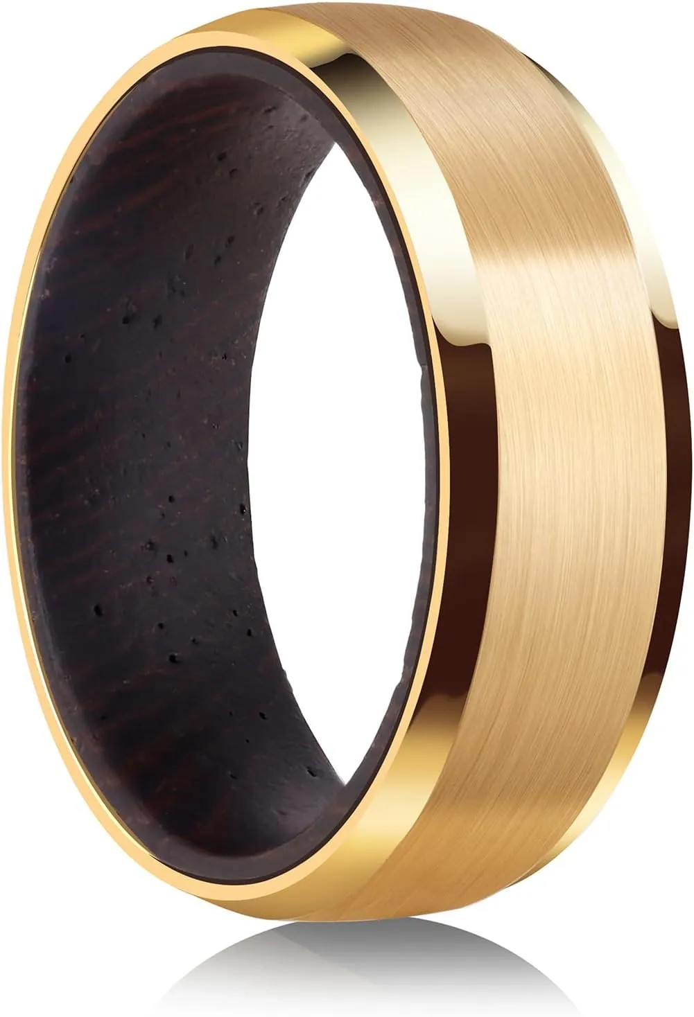 Tungsten Rings for Men Womens 8mm Black Silver Fashion Promise Wedding Band Carbide Inner Hole Inlaid Whiskey Barrel Wood Chamfer Frosted Matte Finish Edge Comfort Fit size 7-12