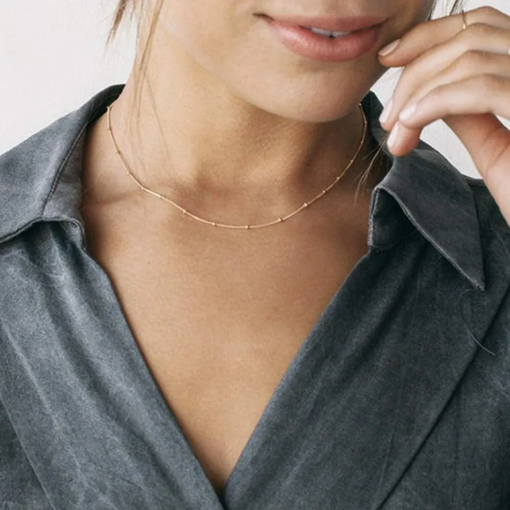 Turandoss Dainty Gold Choker Necklaces for Women - 14K Gold Plated Handmade Medallion Snake Link Chain Cross Star Moon Adjustable Simple Choker Necklaces for Women Jewelry