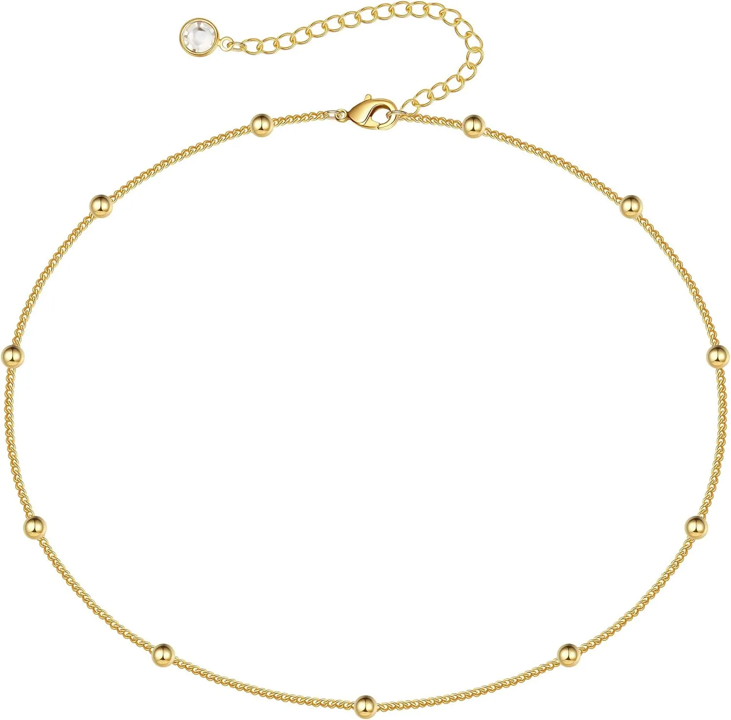Turandoss Dainty Gold Choker Necklaces for Women - 14K Gold Plated Handmade Medallion Snake Link Chain Cross Star Moon Adjustable Simple Choker Necklaces for Women Jewelry