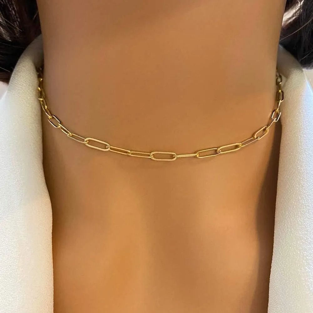 Turandoss Dainty Gold Choker Necklaces for Women - 14K Gold Plated Handmade Medallion Snake Link Chain Cross Star Moon Adjustable Simple Choker Necklaces for Women Jewelry