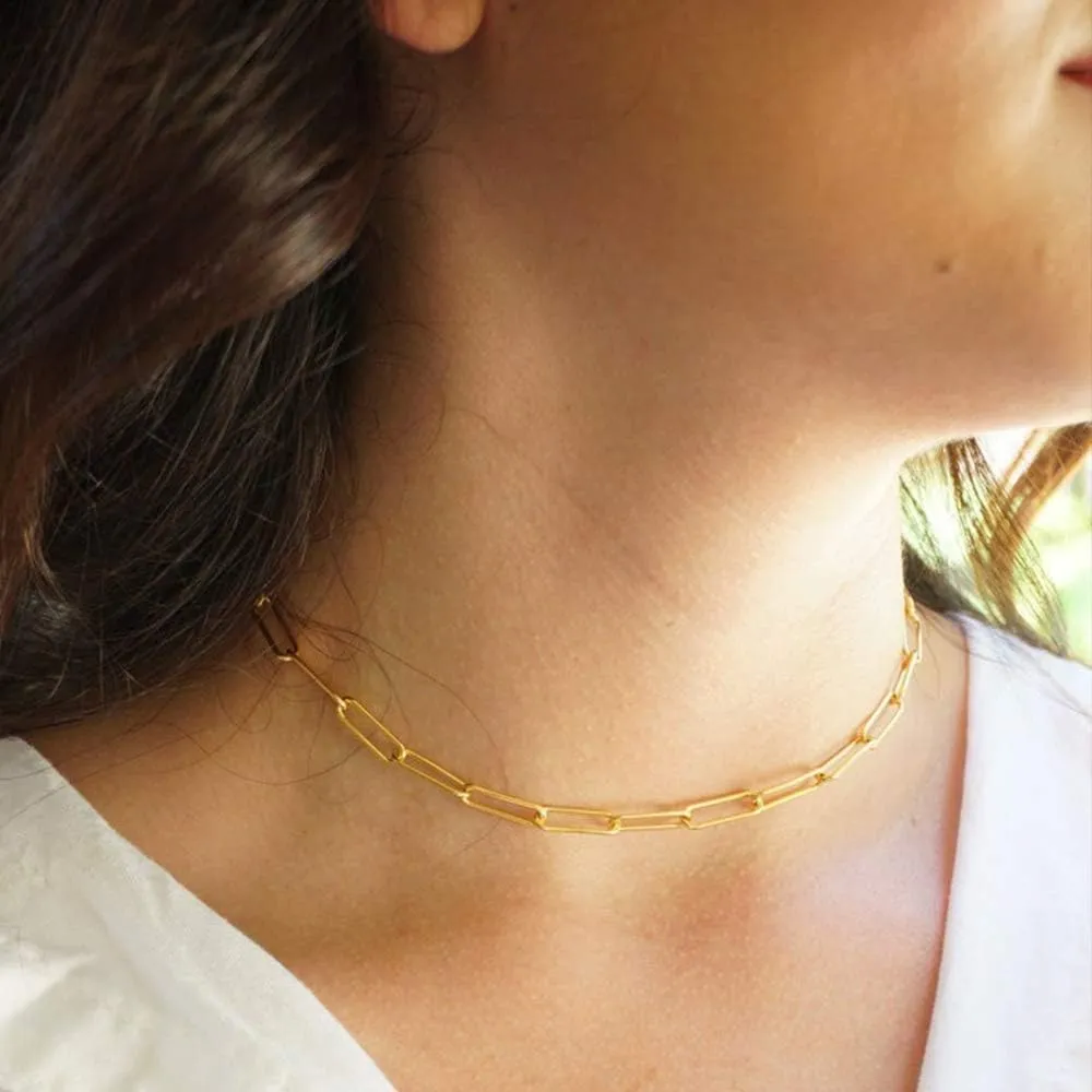 Turandoss Dainty Gold Choker Necklaces for Women - 14K Gold Plated Handmade Medallion Snake Link Chain Cross Star Moon Adjustable Simple Choker Necklaces for Women Jewelry