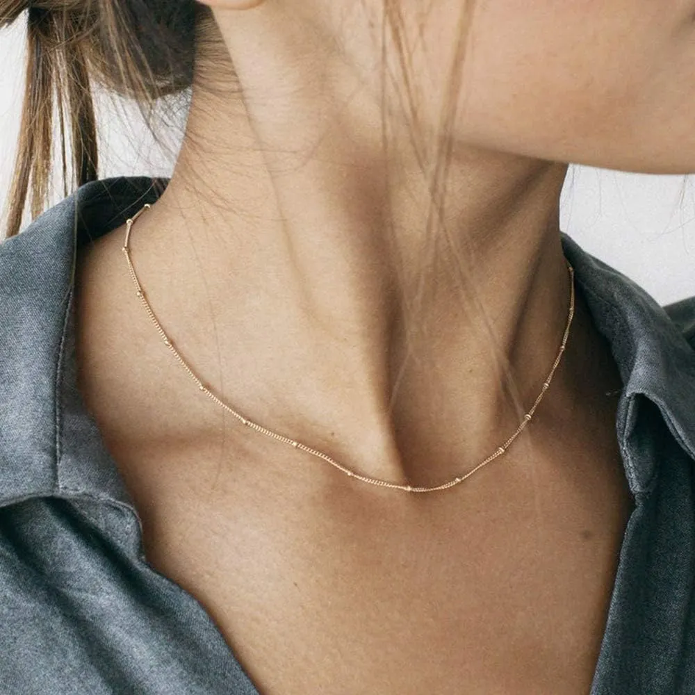 Turandoss Dainty Gold Choker Necklaces for Women - 14K Gold Plated Handmade Medallion Snake Link Chain Cross Star Moon Adjustable Simple Choker Necklaces for Women Jewelry