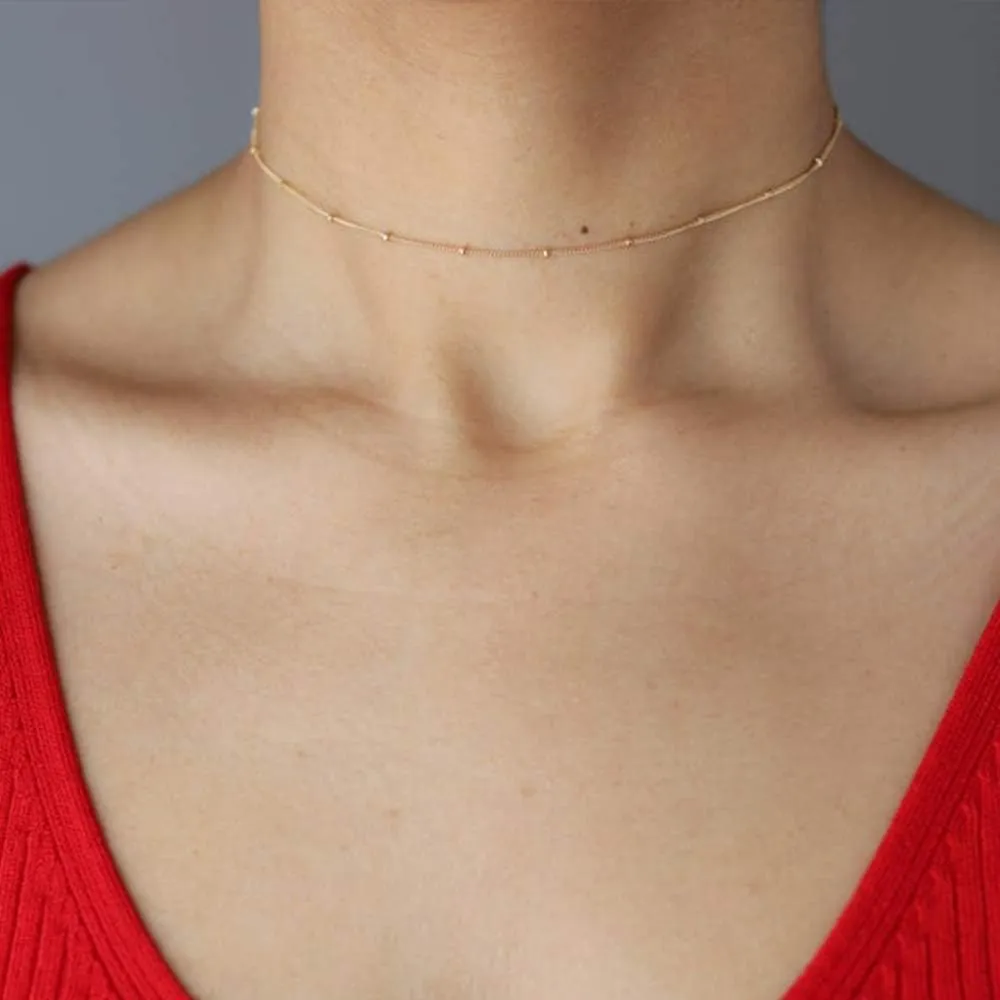 Turandoss Dainty Gold Choker Necklaces for Women - 14K Gold Plated Handmade Medallion Snake Link Chain Cross Star Moon Adjustable Simple Choker Necklaces for Women Jewelry
