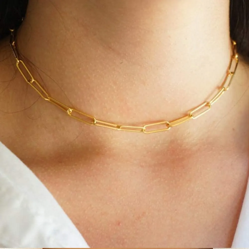 Turandoss Dainty Gold Choker Necklaces for Women - 14K Gold Plated Handmade Medallion Snake Link Chain Cross Star Moon Adjustable Simple Choker Necklaces for Women Jewelry
