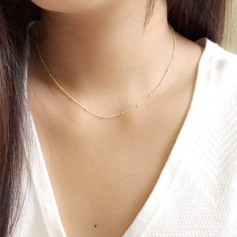 Turandoss Dainty Gold Choker Necklaces for Women - 14K Gold Plated Handmade Medallion Snake Link Chain Cross Star Moon Adjustable Simple Choker Necklaces for Women Jewelry
