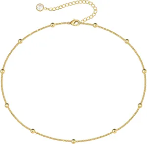 Turandoss Dainty Gold Choker Necklaces for Women - 14K Gold Plated Handmade Medallion Snake Link Chain Cross Star Moon Adjustable Simple Choker Necklaces for Women Jewelry