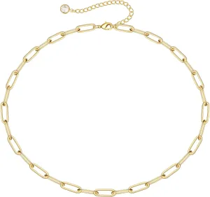 Turandoss Dainty Gold Choker Necklaces for Women - 14K Gold Plated Handmade Medallion Snake Link Chain Cross Star Moon Adjustable Simple Choker Necklaces for Women Jewelry