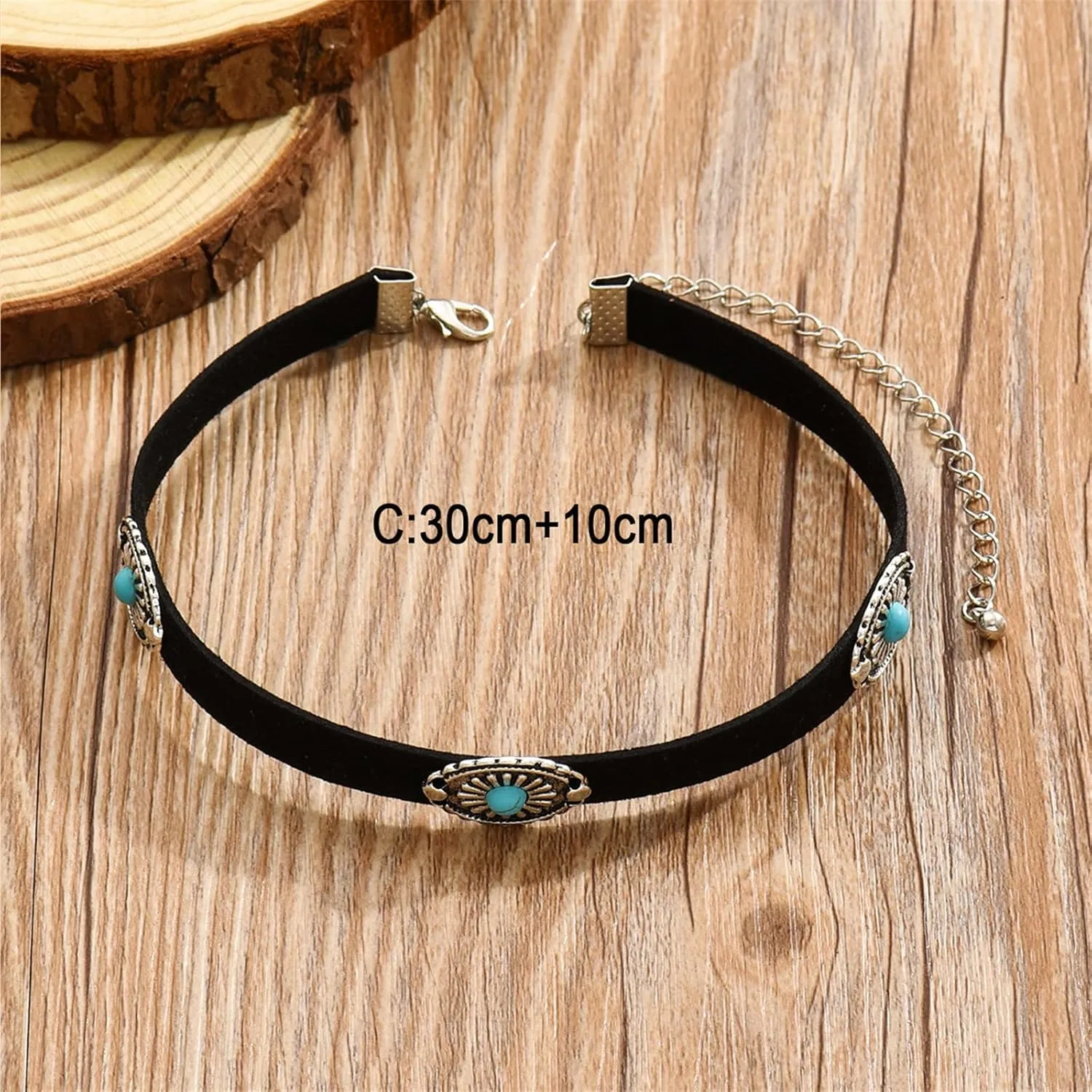 Turquoise Choker Necklace for Women Western Turquoises Leather Choker Necklaces Turquoise Flannel Necklaces Boho Turquoises Choker Necklace Jewelry
