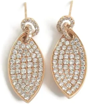 Ultimate Design 2 Ct Round Cut White Diamond Pave Drop Dangle Earrings 14K Rose Gold Plated For Women's
