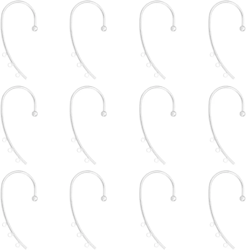 UNICRAFTALE 12Pcs Platinum DIY Ear Cuff Metal Earring Cuffs Tassel Ear Wrap Earring Cuffs Accessories with 3 Loop 50mm Long Ear Cuff for Non Piercing Tassel Earring Making
