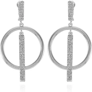 Vince Camuto Silvertone Drop Hoop Clip On Earrings for Women