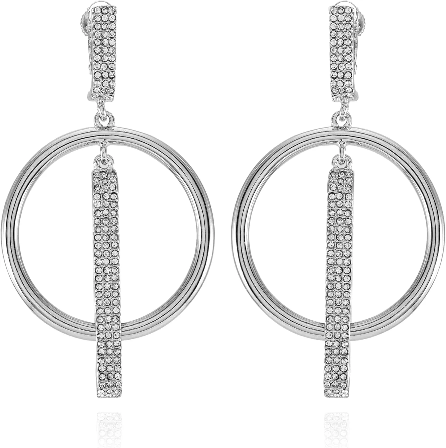 Vince Camuto Silvertone Drop Hoop Clip On Earrings for Women