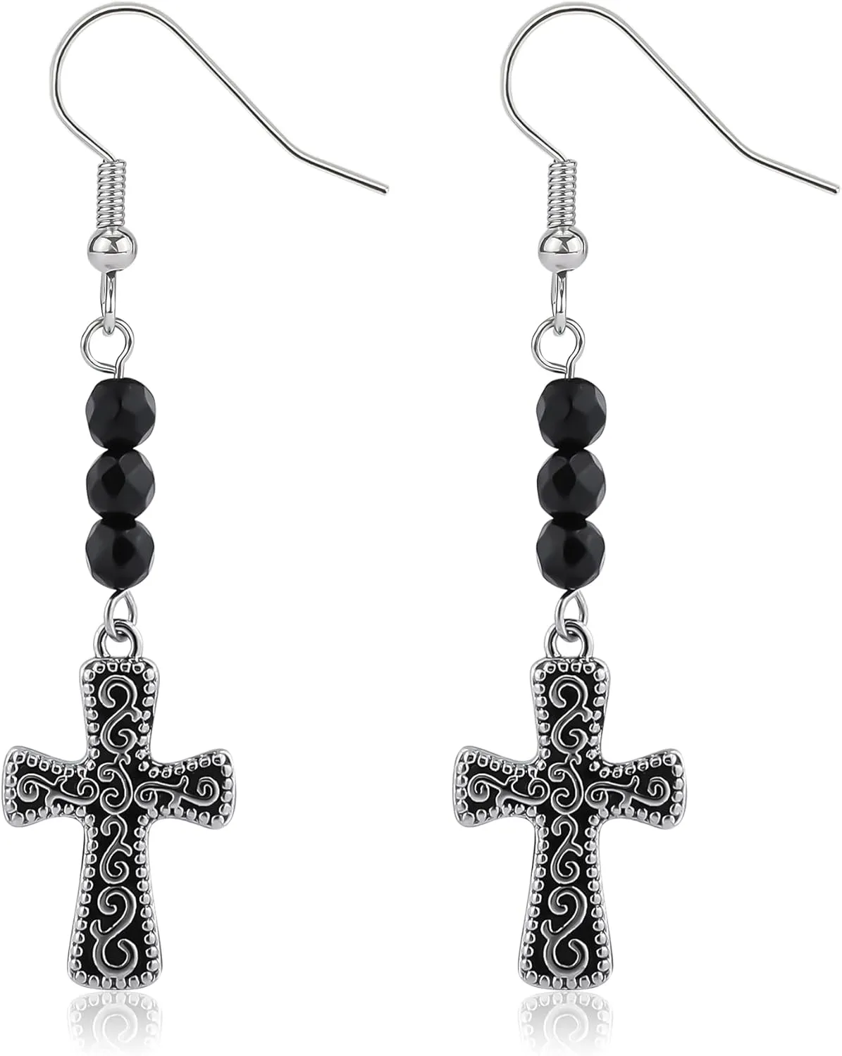 Vintage Dangle Hook Earrings for Women, Silver Butterfly Cross Peace Sign Love Heart Bull Head Earrings with Turquoise Beads, Bohemian Gothic Drop Western Cowboy Cowgirl Style Hippie Jewelry Gift