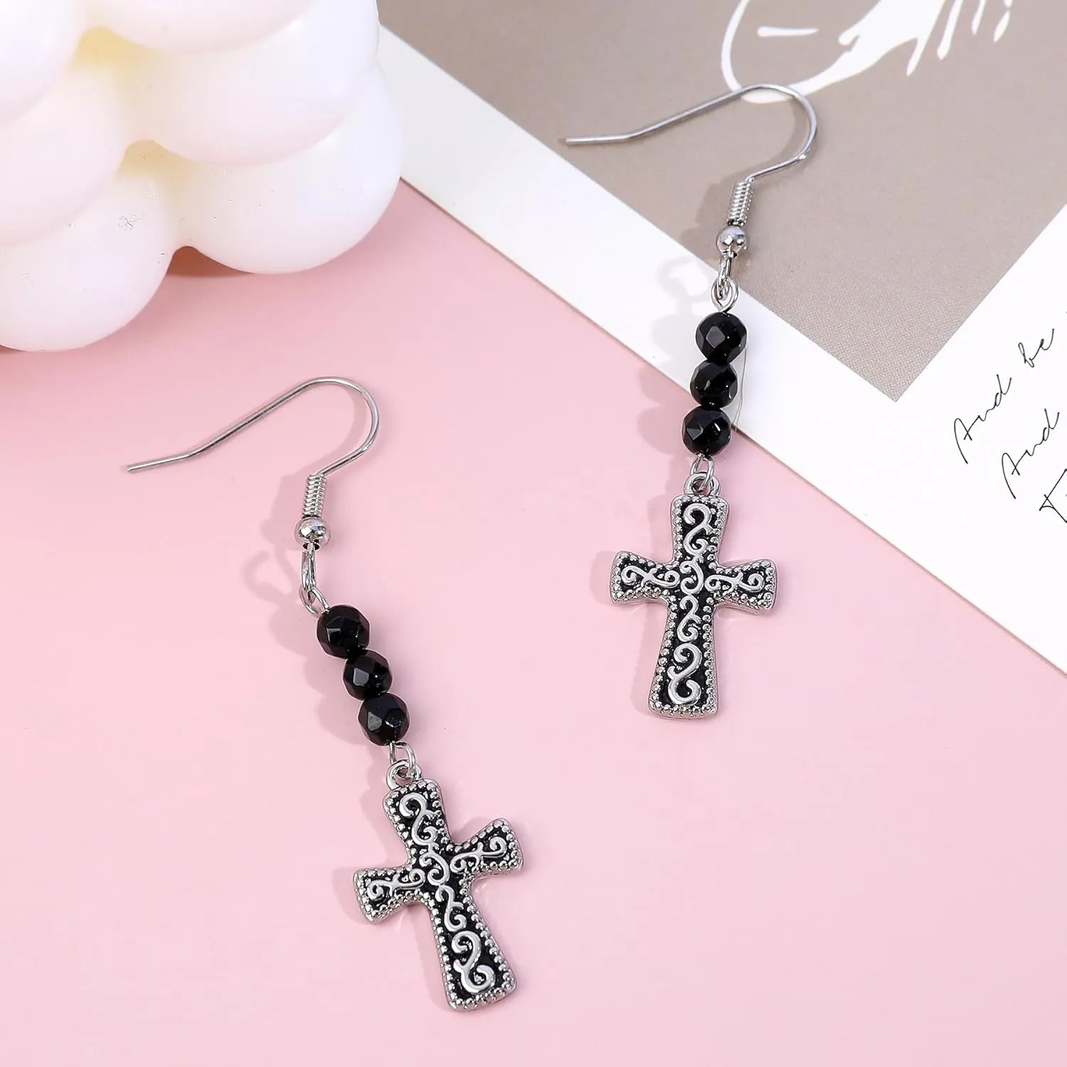 Vintage Dangle Hook Earrings for Women, Silver Butterfly Cross Peace Sign Love Heart Bull Head Earrings with Turquoise Beads, Bohemian Gothic Drop Western Cowboy Cowgirl Style Hippie Jewelry Gift