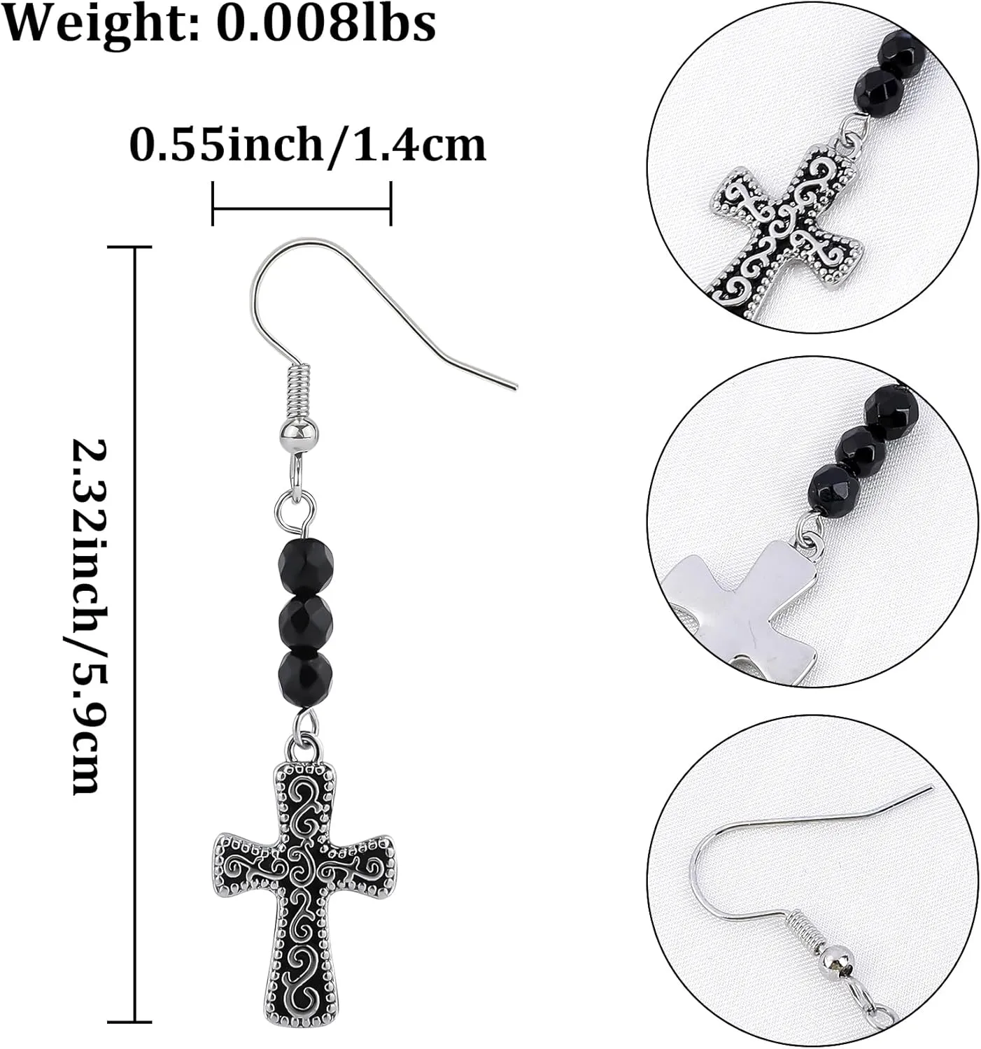 Vintage Dangle Hook Earrings for Women, Silver Butterfly Cross Peace Sign Love Heart Bull Head Earrings with Turquoise Beads, Bohemian Gothic Drop Western Cowboy Cowgirl Style Hippie Jewelry Gift