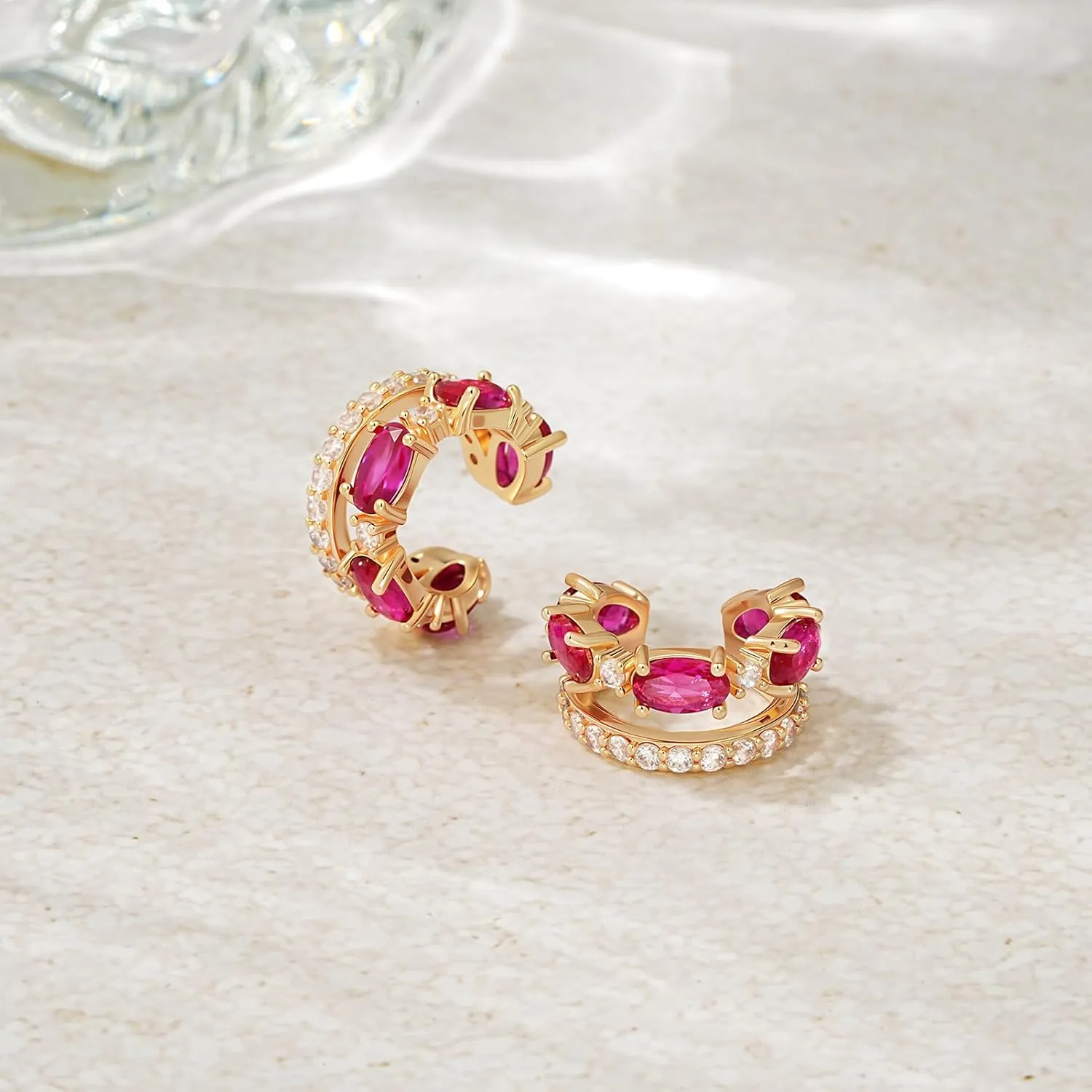 WEARON Ear Cuff Earrings for Women, Ear Cuffs Non Piercing, 14K Gold Plated Jewelry Zircon Diamond Turquoise Earrings Hypoallergenic Jewelry Gifts for Woman