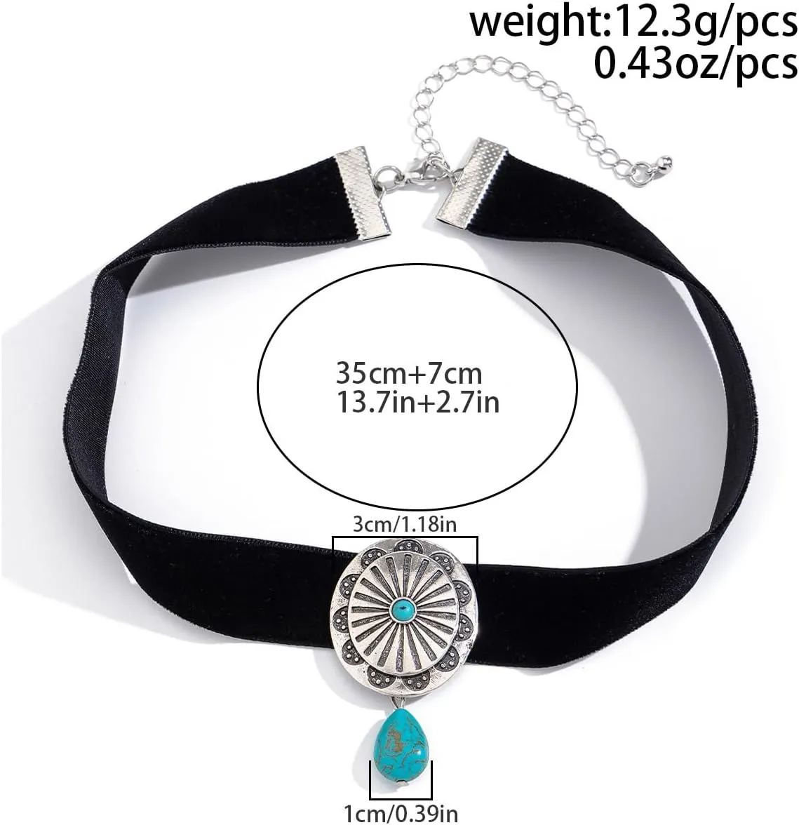 Western Turquoise Choker Necklace for Women Gothic Black Choker Necklaces Boho Summer Cowgirl Rodeo Country Concert Outfits Jewelry Accessories