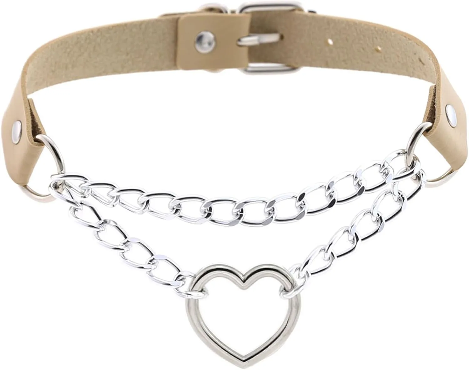 Women Bondage Gothic Choker Bell Accessories Of Sexy Necklace Collar For Leather Cosplay Slave Heart Collars And Leash Set