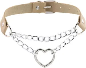 Women Bondage Gothic Choker Bell Accessories Of Sexy Necklace Collar For Leather Cosplay Slave Heart Collars And Leash Set