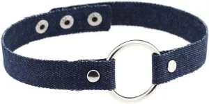 Women Denim Choker Necklace Handmade Adjustable Costume Cosplay Nightclub Punk Neck Collar Choker