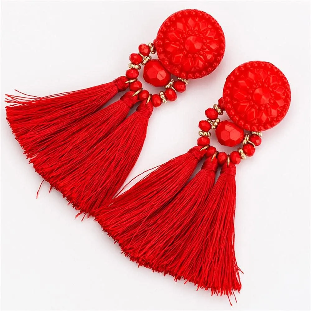 Women Jewelry European Multi-Layer Braided Fringes Resin Earrings Bohemian Minimalist Popular Drop Earrings
