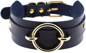 Women Leather Choker Necklace Handmade Adjustable Round Costume Cosplay Nightclub Punk Neck Collar Choker