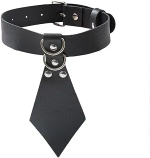 Women Necktie Choker Necklace Adjustable Costume Cosplay Nightclub Party Leather Handmade Neck Collar Choker